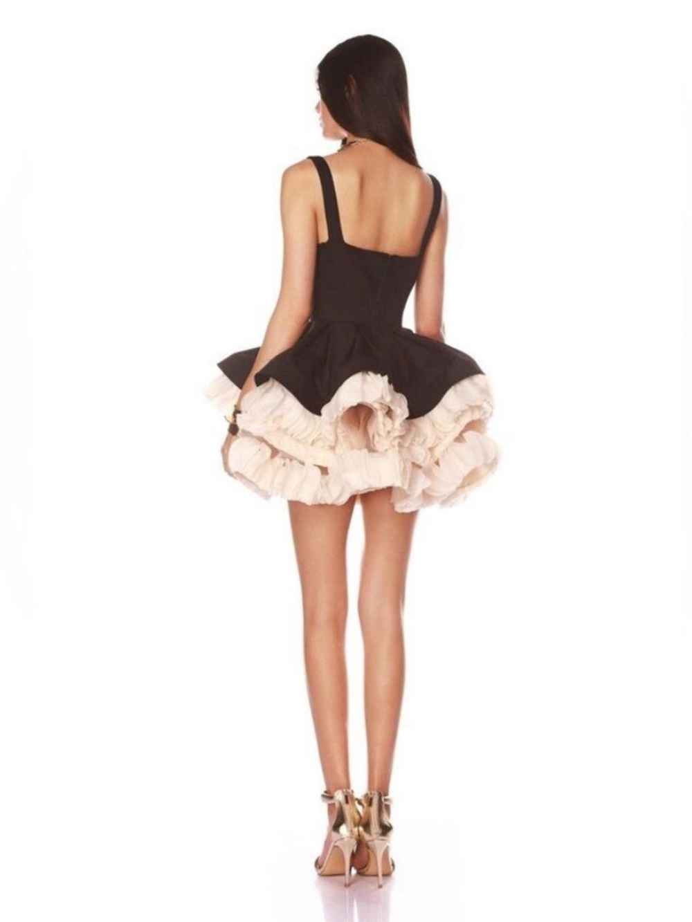 Bronx and Banco Catalina Mini Dress in Black & Beige - Picture 3 of 7